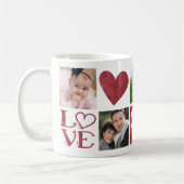 LOVEとハート5つのフォトコラージュ コーヒーマグカップ (左)
