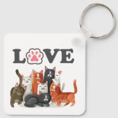 LOVEと可愛い猫の群れのイラスト キーホルダー (裏面)