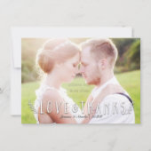 LOVEと感謝していタイポグラフィフォトカード前面と背面 サンキューカード (正面)