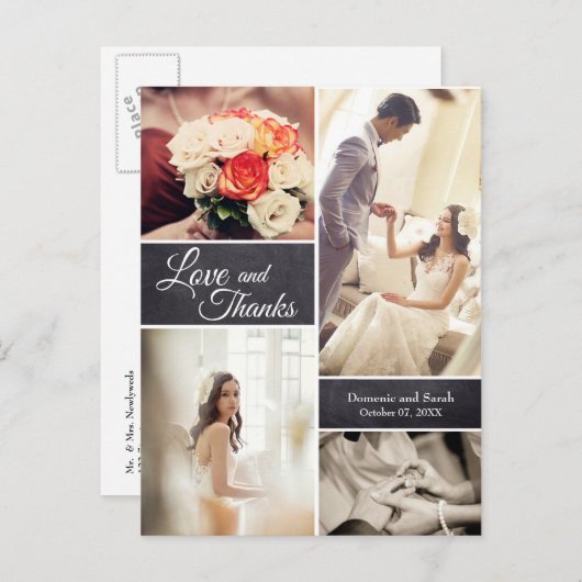 LOVEと感謝していScriptの結婚写真 案内ポストカード (正面/裏面)