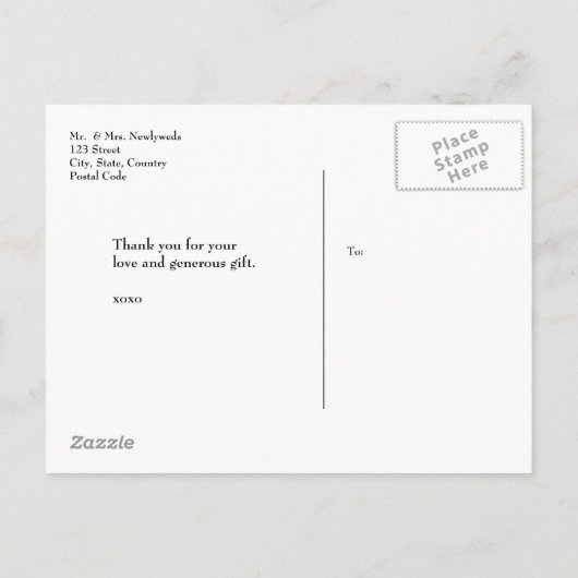 LOVEと感謝していScriptの結婚写真 案内ポストカード (裏面)