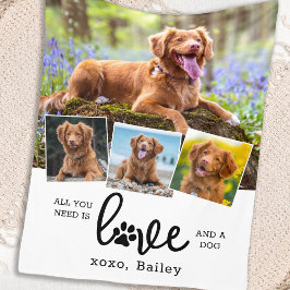 LOVEとDOGカスタム4 Photo Collage フリースブランケット