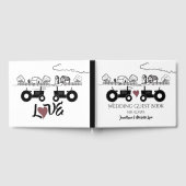 LOVEのパーソナライズされたトラクター夫妻結婚 ゲストブック (全面)