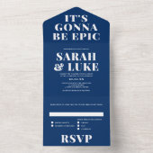 LOVEはっきりしたのNavy Blue結婚 - It's Epic Will Be Epic オールインワン招待状 (内側)