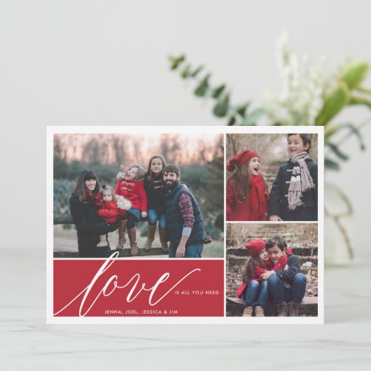 LOVEは必要な唯一のクリスマスホリデーフォトカード シーズンカード (スタンド正面)