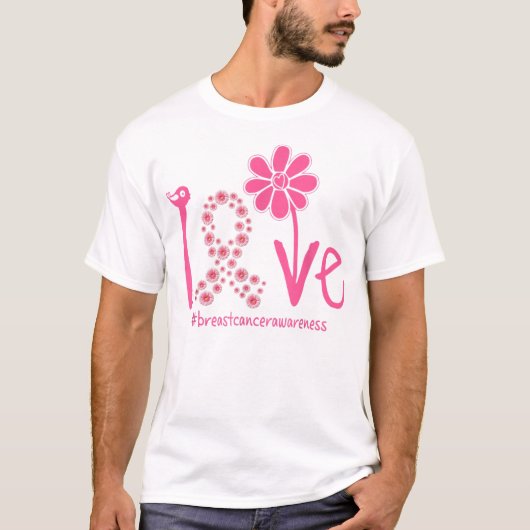 LOVEひまわりピンクリボン乳癌Awa Tシャツ (正面)