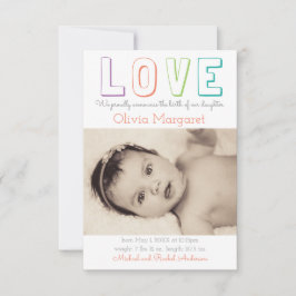 LOVEイエロークローバー- 3x5誕生発表 案内状