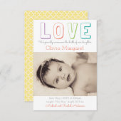 LOVEイエロークローバー- 3x5誕生発表 案内状 (正面/裏面)