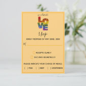LOVEオレンジをテーマにした花同性ウェディングRSVP C 出欠カード (スタンド正面)