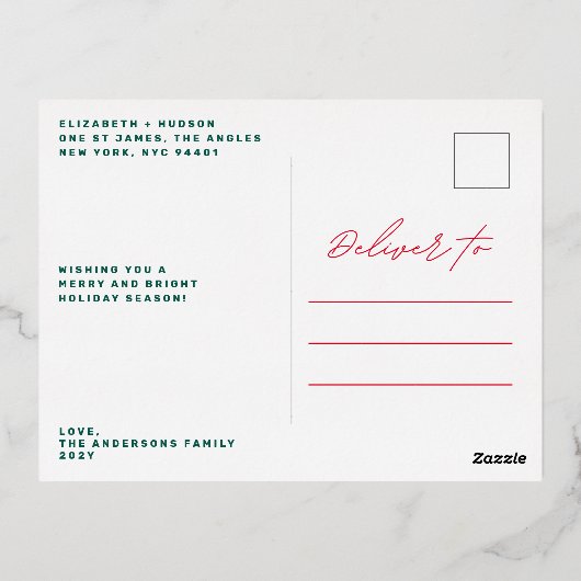 LOVEカスタムクリスマスフォトメリークリスマス 箔シーズンポストカード (裏面)