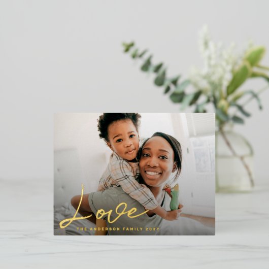 LOVEカスタムクリスマスフォトメリークリスマス 箔シーズンポストカード (立ち正面)