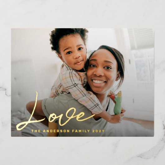 LOVEカスタムクリスマスフォトメリークリスマス 箔シーズンポストカード (正面)