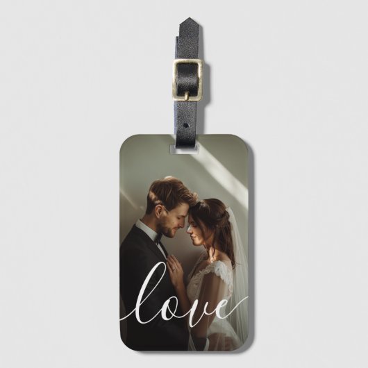 'Love'カップルカスタム写真ラゲッジタグ ラゲッジタグ (正面縦)