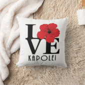 LOVEカポレイハイレッドハイビスカス クッション (ブランケット)