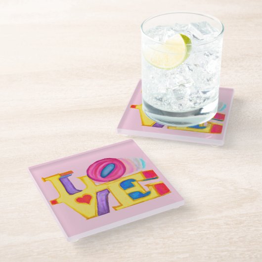 LOVEガラスコースター ガラスコースター (アングル)