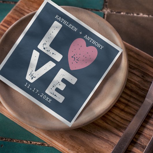 LOVEグラフィックミニマリスト結婚タイプライターフォントのNa スタンダードランチョンナプキン