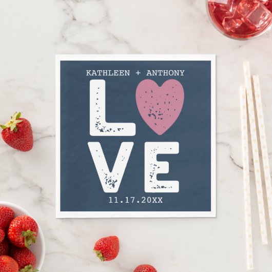 LOVEグラフィックミニマリスト結婚タイプライターフォントのNa スタンダードランチョンナプキン (インサイチュ)