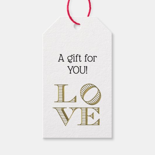 LOVEグラフィック文字-フェイク金ゴールド ギフトタグ (正面)