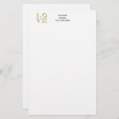 LOVEグラフィック文字-フェイク金ゴールド 便箋 (正面/裏面)