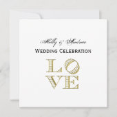 LOVEグラフィック文字-フェイク金ゴールド 招待状 (正面)