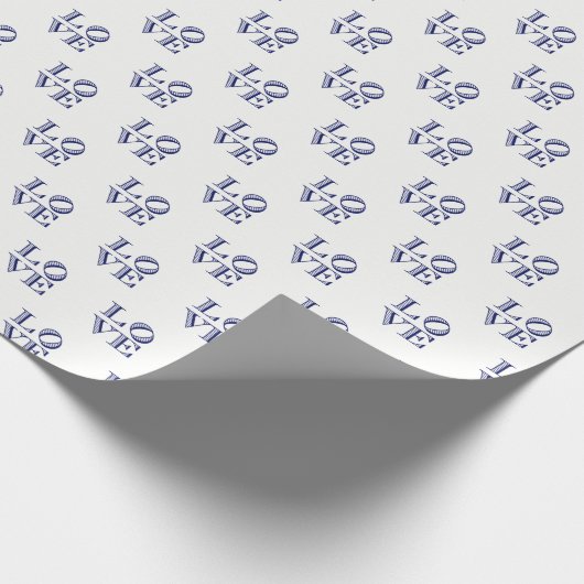 LOVEグラフィック文字 – 青 ラッピングペーパー (角)