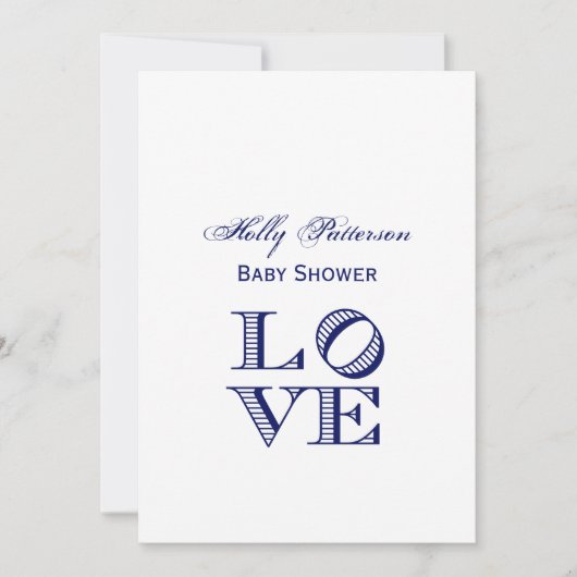 LOVEグラフィック文字 – 青 招待状 (正面)