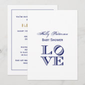 LOVEグラフィック文字 – 青 招待状 (正面/裏面)