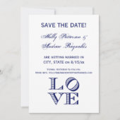 LOVEグラフィック文字 – 青 招待状 (正面)