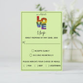 LOVEグリーンをテーマにした花同性ウェディングRSVP 出欠カード (スタンド正面)