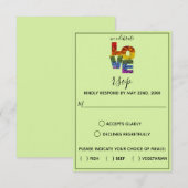 LOVEグリーンをテーマにした花同性ウェディングRSVP 出欠カード (正面/裏面)