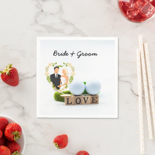 LOVEゴルファー付きゴルフボ結婚ール スタンダードカクテルナプキン (インサイチュ)