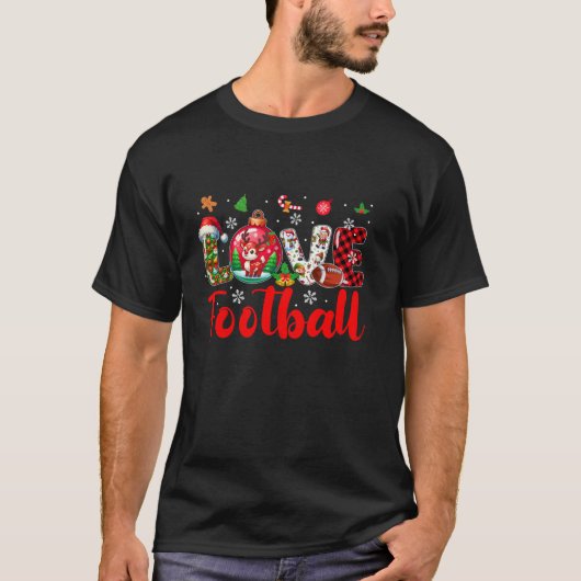 LOVEサッカークリスマスプレおもしろいーヤーサンカラフルト Tシャツ (正面)