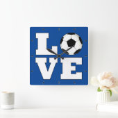 LOVEサッカー（サッカー）カスタムチームのカラースポーツ スクエア壁時計 (ホーム)