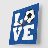 LOVEサッカー（サッカー）カスタムチームのカラースポーツ スクエア壁時計 (傾斜)