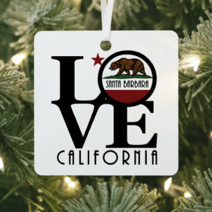 LOVEサンタバーバラカリフォルニア メタルオーナメント