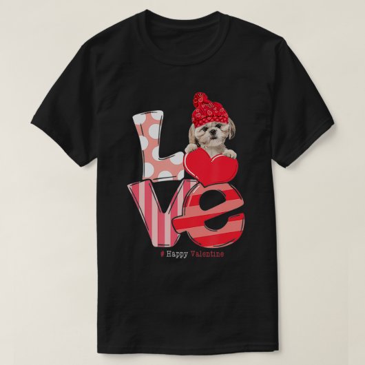 LOVEシーズー（犬）Tzu犬バレンタインデー2021女おもしろい性 Tシャツ (デザイン正面)