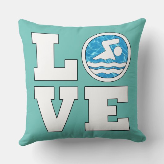 LOVEスイミングキュート泳ぐ人またはスイムチームコーチ クッション (裏面)
