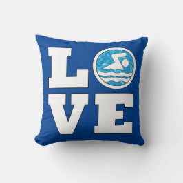 LOVEスイミングキュート泳ぐ人またはスイムチームコーチ クッション