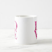 LOVEスクエアエレガント、春ピンクフローラレタリング モーフィングマグカップ (中央)