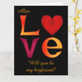 LOVEスクエアカスタムボーイフレンド提案オン黒 カード (黄色い花)