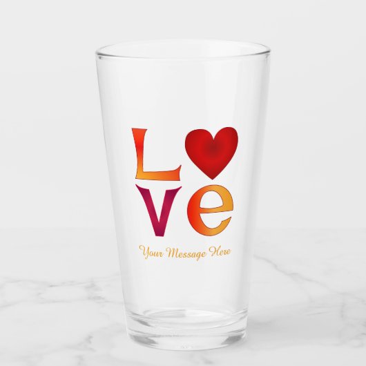 LOVEスクエアレタリンググラデーションレッド&イエロー タンブラーグラス (正面)
