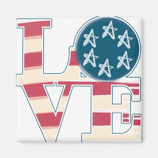 LOVEスターとストライプ マグネット (正面)