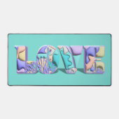 LOVEタイポグラフィカラフルモダン3D抽象芸術アート デスクマット (正面)