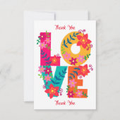LOVEタイポグラフィクリップアート、フローラデザイン サンキューカード (正面)
