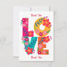LOVEタイポグラフィクリップアート、フローラデザイン サンキューカード