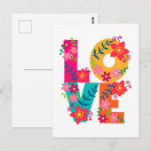 LOVEタイポグラフィクリップアート、フローラデザイン ポストカード (正面/裏面)