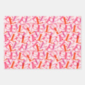 LOVEタイポグラフィパターンバレンタインデー ラッピングペーパーシート (正面)