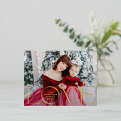 LOVEハッピーホリデーズ文字写真メリークリスマス 箔シーズンポストカード (立ち正面)