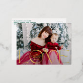 LOVEハッピーホリデーズ文字写真メリークリスマス 箔シーズンポストカード (正面/裏面)