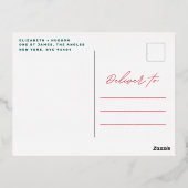 LOVEハッピーホリデー写真モダンメリークリスマス 箔シーズンポストカード (裏面)